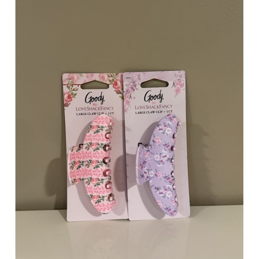 LoveShackFancy x‎ Target Goody Pink and Purple Floral 2 Large Claw Clips Set New